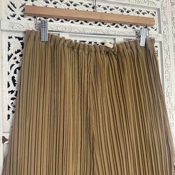 Vtg Paris Dreams Tan Stretchy Pleated Sequin Cottage Prairie Skirt Sz XL - Picture 5 of 16